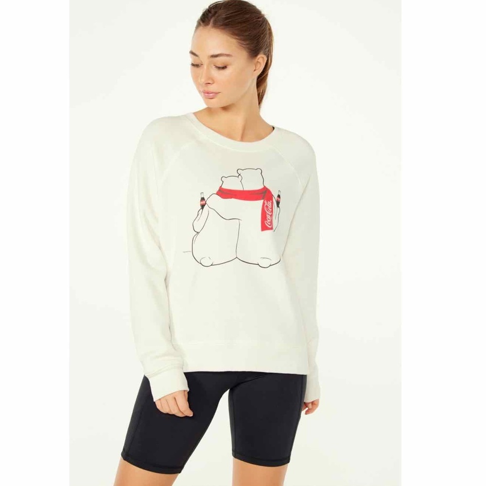 Wildfox Cream Cozy Polar Bear Graphic Sweatshirt with Red Scarf